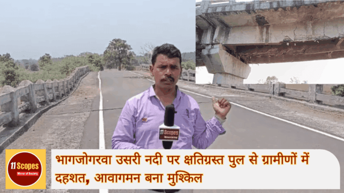 भागजोगरवा उसरी नदी पर क्षतिग्रस्त पुल से ग्रामीणों में दहशत