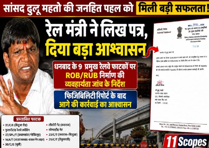 धनबाद के 9 रेलवे क्रॉसिंग पर ओवरब्रिज और अंडरब्रिज की योजना, रेलवे मंत्रालय ने शुरू कराई फिजिबिलिटी जांच